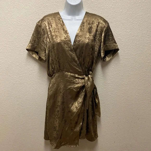 Zara | Dresses | Zara Gold Wrap Dress Small | Poshmark Zara | Dresses | Zara Gold Wrap Dress Small | Poshmark